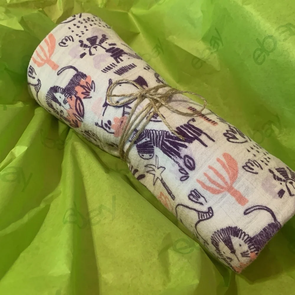 Gymboree Baby Essentials Muslin Blanket Safari Animals Roar Cotton Swaddle 40x40